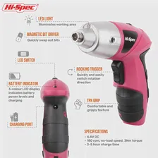 Аккумуляторная электрическая отвертка Hi-Spec, беспроводная дрель-шуруповерт 4,8 в со светодиодный светильник кой (art.: 3920b4fe70583)