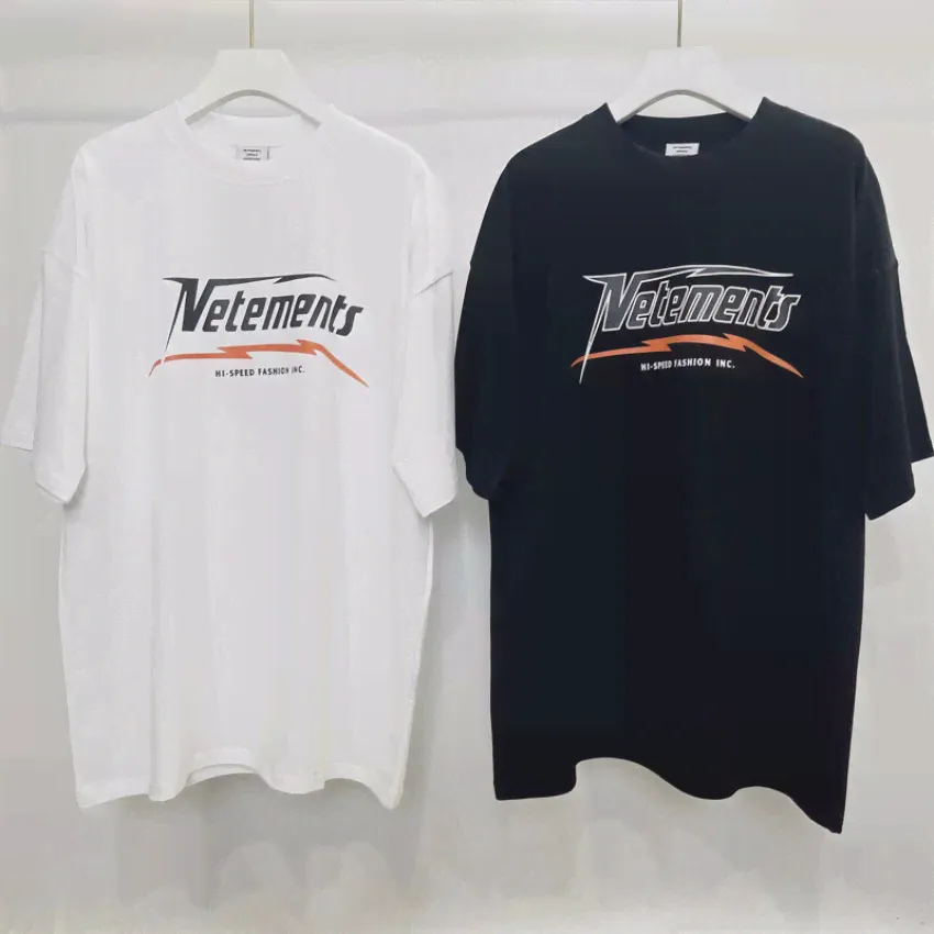 Vetements Hi Speed ​​футболка мужчины женщины 1: 1 Высококачественные теги Tee Classic VTM с коротким рукавом