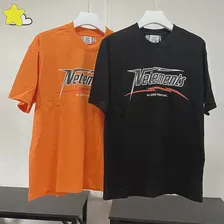 23SS Новая Оранжево-черная футболка HI-SPEED Vetements Для мужчин и женщин с классическим логотипом 1: 1, Футболка VTM с коротким рукавом Оверсайз